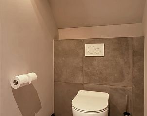 Stijlvolle toiletruimte in Vakantiehuis in Milheeze, Noord Brabant, met eigentijdse afwerking.