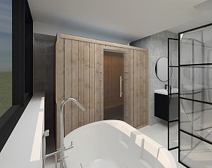 Wellnessruimte met sauna in de recreatiewoning in Bakel, De Peel, Noord Brabant voor ultieme ontspanning.