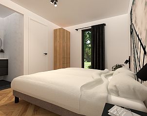 Comfortabele slaapkamer in Recreatiewoning vakantiehuis Bakel, De Peel, Noord Brabant met eigen badkamer.