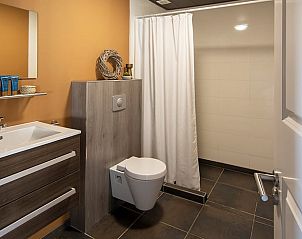 Stijlvolle badkamer in Vakantiehuis in Deurne, gelegen in De Peel, Noord Brabant.