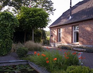 Geniet van de serene tuin bij Huisje in De Rips, een vakantiehuis in De Peel, Noord Brabant, omgeven door weelderige natuur.