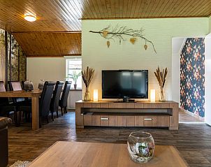 Woonkamer met tv in Achter de Vijf Linden, vakantiehuis in Knegsel, Kempen.