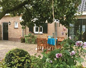 Buitenruimte met bloemen in Huisje in Loon op Zand, vakantiehuis in Loon op Zand, Noord Brabant.