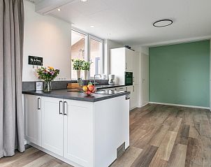 Strakke keukeninrichting Bij de Buren vakantiehuis in Oploo met moderne apparatuur.