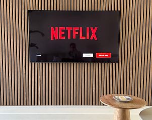 Moderne tv met Netflix in Vakantiehuisje in Beers, Noord Brabant, ideaal voor ontspanning.