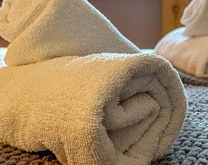 Terras met parasol in de tuin van Villa Brocante, vakantiehuis in Alphen, Noord Brabant.