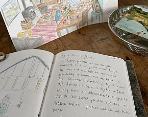 Gastenboek met tekeningen in Vakantiehuisje in Gilze, West Brabant, Noord Brabant.
