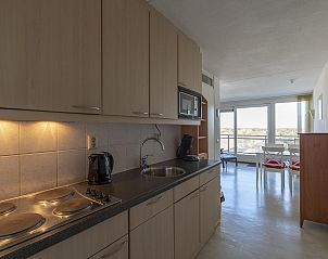 Modern kitchen appliances in Wijde Blick 301 Callantsoog vacation home on the North Sea coast in North Holland.