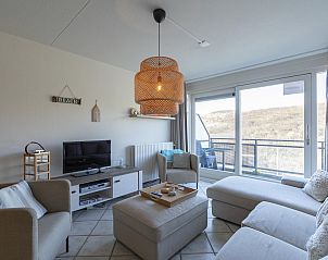 Living room overlooking the dunes in Wijde Blick 212 Callantsoog, North Holland.