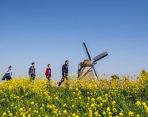 Walking past a mill near Wijde Blick 212 Callantsoog, vacation home on the North Sea coast.