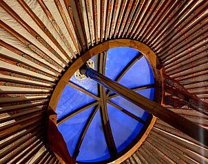 Dakconstructie van yurt in Vakantiehuisje in Schagerbrug, Noordzeekust, Noord-Holland.