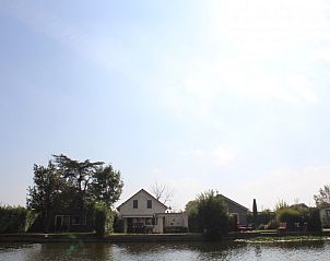 Visvriend vakantiehuis aan de IJsselmeerkust in Wervershoof, Noord-Holland met serene waterrand en bomen.