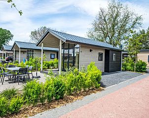 Vakantiehuis Tiny Lodge 4 in Bovenkarspel biedt een charmante buitenruimte aan de IJsselmeerkust in Noord-Holland.