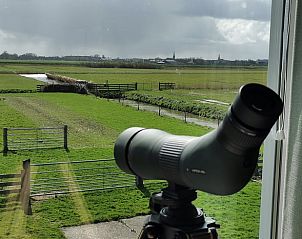 Verrekijker in Vakantiehuisje in Schagen voor een panoramisch uitzicht over het landschap van Noord-Holland noord.
