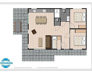 Plattegrond van Leijhoeve 5 personen vakantiehuis in Berkhout, Noord-Holland, met ruime indeling en moderne faciliteiten.