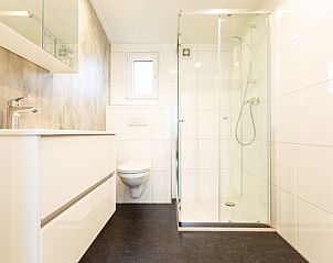 Modern bathroom in Natuurlodge 4 persons Wellness in Berkhout, North Holland with spacious shower and elegant sanitary facilities.