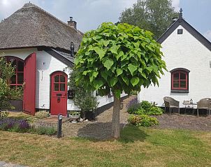 Charmante buitenkant van B&B Het Bakhuis in Loenen, Veluwe met rieten dak.