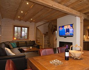 Gezellige woonkamer in Vakantiehuis in Den Ham, Twente, Overijssel met open haard.