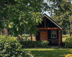 Knus houten huisje in de tuin van Huisje in Rijssen, vakantiehuis in Twente, Overijssel, voor een serene ervaring.