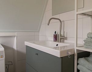 Stijlvolle wastafel in de badkamer van Vakantiehuisje in Haaksbergen, een oase van rust in Twente, Overijssel.