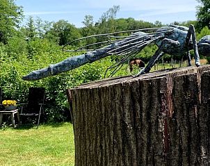 Geniet van kunst in de tuin van Huisje in Diepenheim, een vakantiehuis in het groene Twente, Overijssel, omgeven door natuur.