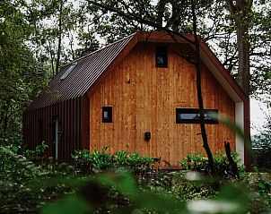 Achterzijde van Huisje in Enschede, vakantiehuis in Twente omgeven door groen.