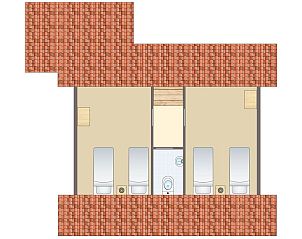 Bovenverdieping plattegrond van Landgoed De Elsgraven bungalow in Enter, Twente met slaapkamers.