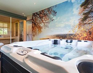 Jacuzzi met rustgevend uitzicht in Huisje in Tubbergen, vakantiehuis in Twente, Overijssel.