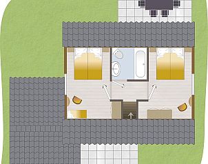Plattegrond bovenverdieping van Boshuus Wellness vakantiehuis in Twente, Overijssel.