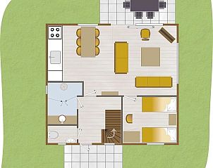Plattegrond van bovenverdieping in Boshuus Comfort Plus, Deurningen, Twente, Overijssel voor een overzichtelijk verblijf.