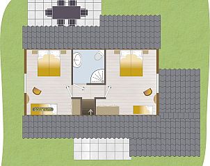 Plattegrond van de bovenverdieping van Boshuus Zorg vakantiewoning, Deurningen, Overijssel.