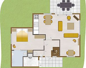 Plattegrond van de begane grond van Boshuus Zorg vakantiehuis, Deurningen, Twente.