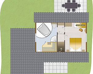 Bovenverdieping plattegrond van Boshuus Zorg vakantieaccommodatie, Deurningen, Overijssel.