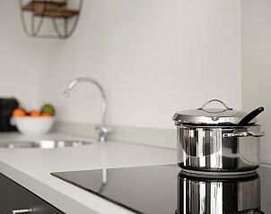 Keukenblad met kookplaat in Sallandse Heuvelrug vakantiehuis 4B, Hoge Hexel, Overijssel.