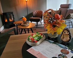 Gezellige binnenruimte van Vakantiehuis in Holten, Overijssel, met sfeervolle decoraties en comfortabele zithoek.