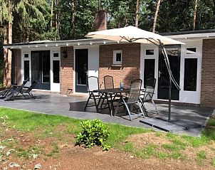 Veranda des Ferienhauses in Holten mit Blick auf die Wlder von Salland, Overijssel.