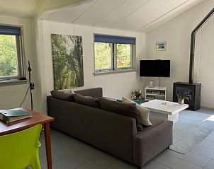 Comfortabele woonkamer van Vakantiehuis in Holten, met natuurlijke decoraties in Salland, Overijssel.
