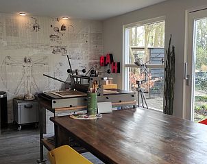 Werkruimte met uitzicht in Vakantiehuisje in Wesepe, perfect voor creativiteit in Salland, Overijssel.