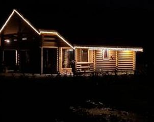 Atmospheric evening lighting of Holiday home in Ommen, a cozy vacation home in the Vecht region, Overijssel.