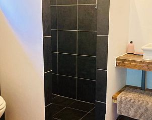 Stijlvolle badkamer in Huisje in Balkbrug, vakantiehuis in Vechtstreek, Overijssel, met moderne faciliteiten.