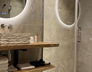 Stylish bathroom in Holiday Home in Giethmen, Overijssel, with modern sink and luxury shower for ultimate comfort.