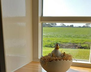 Uitzicht vanuit Vakantiehuisje in Scheerwolde, Overijssel, met groene velden en landelijke charme.