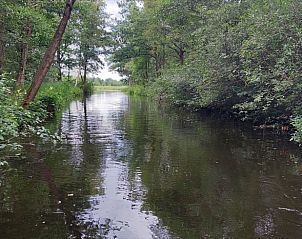 Rustige waterweg omgeven door bomen nabij Vakantiehuisje in Scheerwolde.
