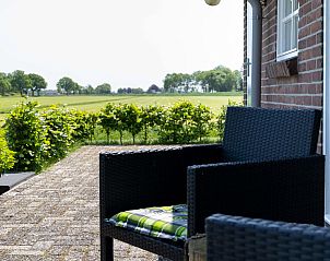 Rustieke waterpomp in de tuin van OV701 vakantiehuis Scheerwolde, Overijssel met groen gras.