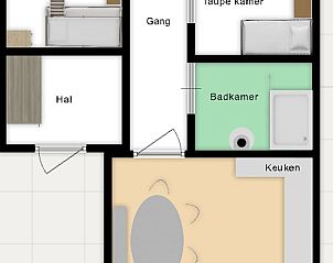 Plattegrond van Vakantiehuisje in IJhorst, toont de indeling van deze comfortabele vakantiewoning in Overijssel.