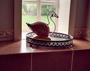 Decoratief detail in badkamer van Huisje in Eesveen, stijlvolle vakantiewoning in Noordwest Overijssel.