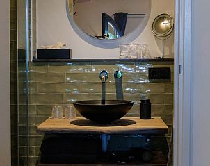 Modernes Badezimmer in einem Ferienhaus in Eemnes, Utrecht-Nord, mit stilvollem Waschbecken und zeitgenssischem Finish.