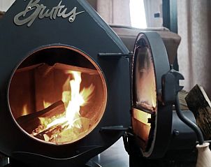 Knusse houtkachel in de woonkamer van Huisje in Nieuwer Ter Aa, ideaal voor een warm verblijf in Utrecht noord.