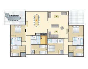 Plattegrond van Amerongse Berg 12-persoons woning in Overberg, Utrechtse Heuvelrug.
