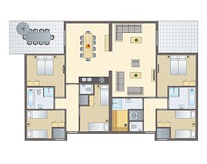Plattegrond van Amerongse Berg 10-persoons vakantiehuis in Overberg, Utrechtse Heuvelrug, Utrecht.